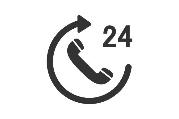 24 Hour Call Service Icon for Graphics and Icons