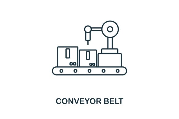 Conveyor Belt Icon: A Modern Graphic for Editorial Use