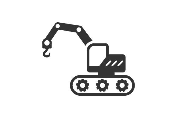 Crane Excavator Icon: A Versatile Graphic Asset for Local Branding