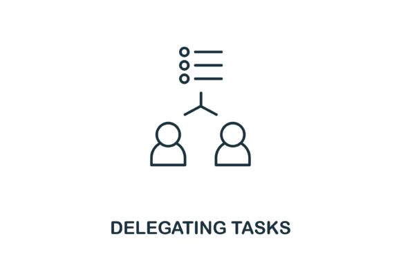 Delegating Tasks Icon Review for Embroidery Projects