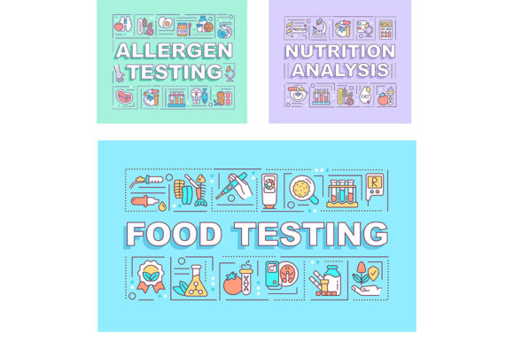 Food Testing Word Concepts Banner Set for Graphic Templates