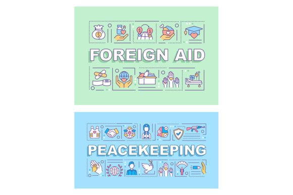 Foreign Aid Word Concepts Banner Set for Graphic Templates